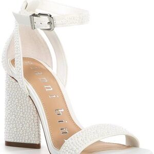 Gianni Bini Danea Two Pearl Ankle Strap Block Heel Sandals